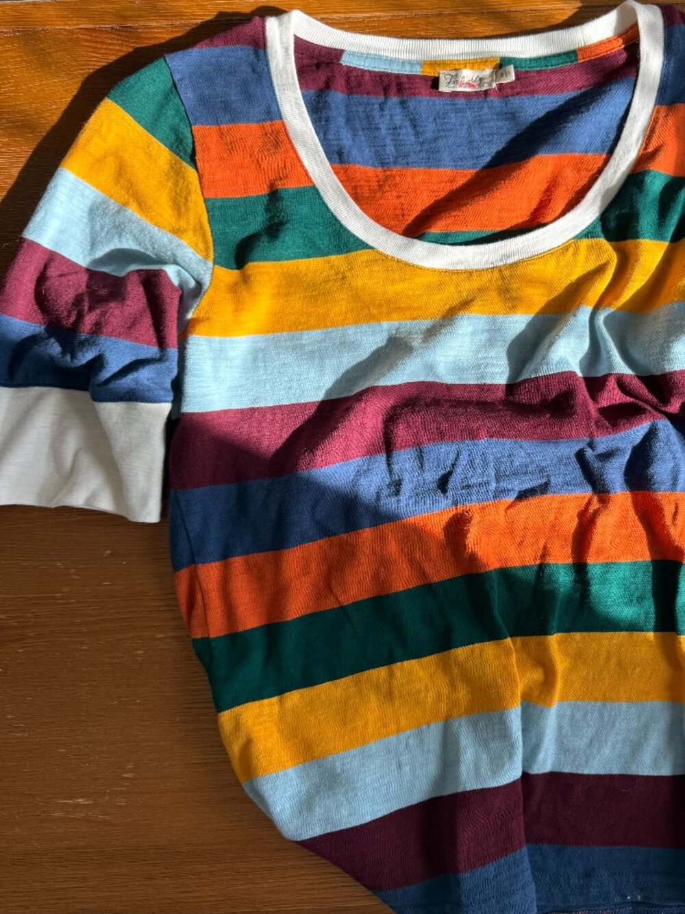 Faherty Multicolor Striped Ringer T-Shirt Retro Tee Size S